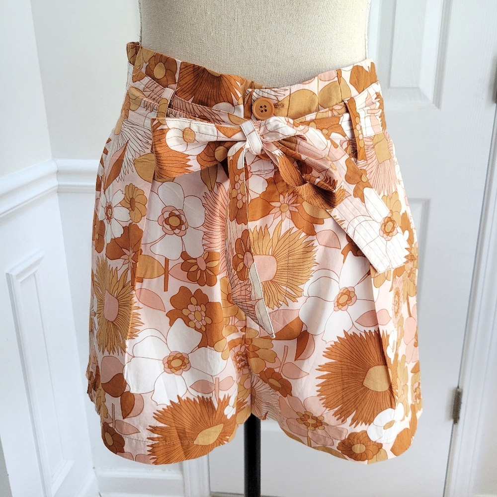 Antik Batik Paula Shorts Paperbag Light Beige Floral‎ Boho Summer Festival